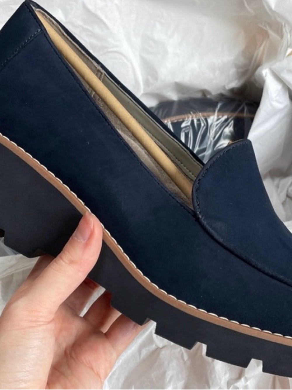 Vionic Ava Wedges Shoes Heels Navy Suede 9.5 Wide New With Box Career Comfort # - Picture 5 of 5